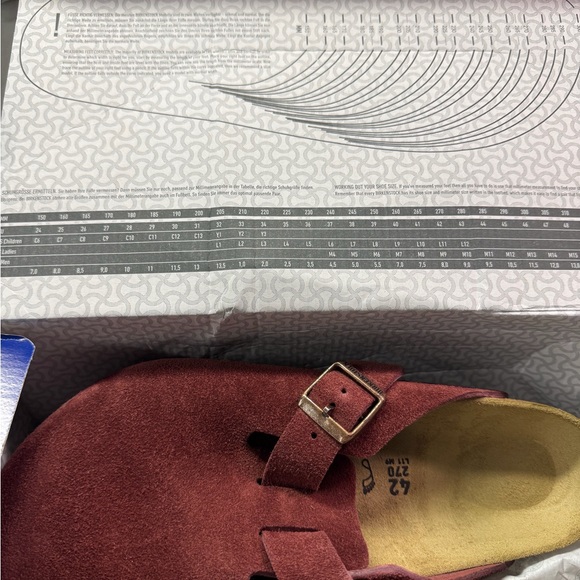 Birkenstock Boston Suede Maroon Burgundy Clogs Mens 9 Womens 11 EU 42 NEW W Box - Picture 5 of 11